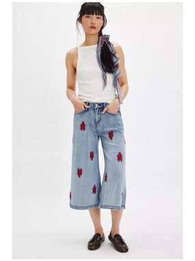 Driftwood Ayla Culotte Jeans Seaside Social Lobster Print size 4